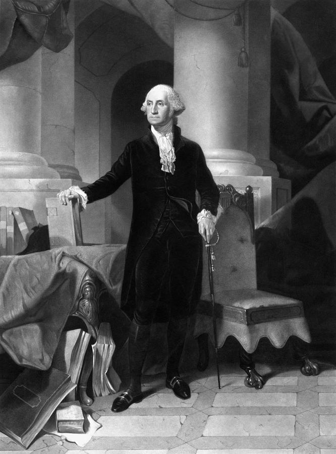 George Washington Drawing - President George Washington  #3 by War Is Hell Store