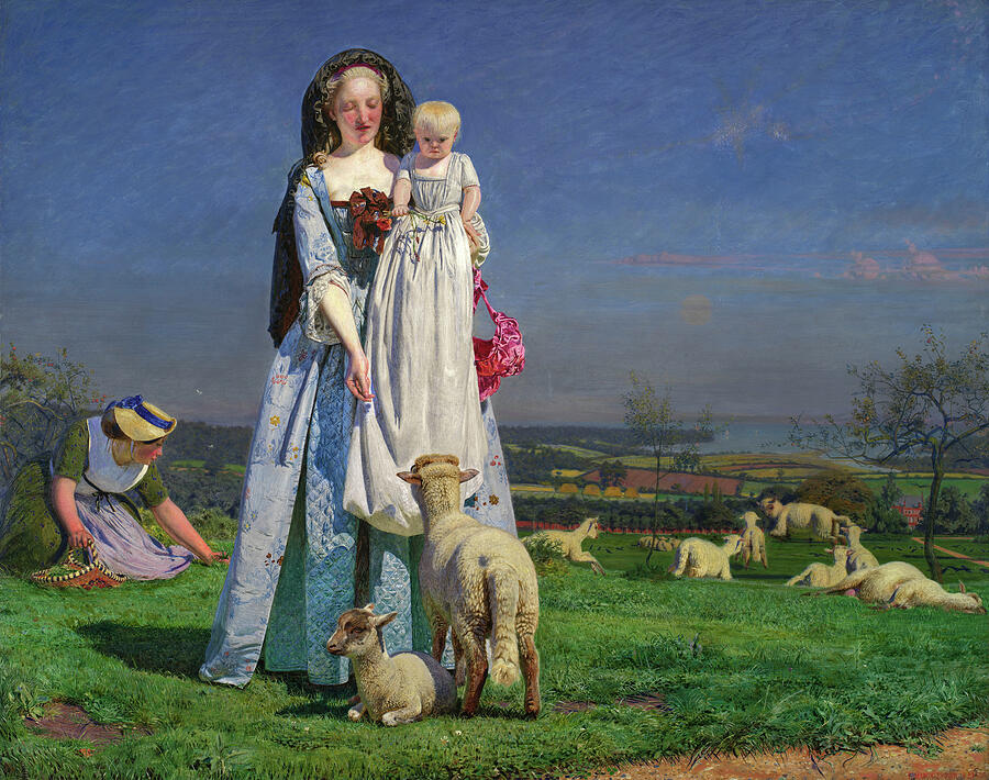 Pretty Baa-Lambs, from 1851-1859 Painting by Ford Madox Brown
