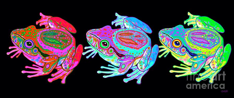 3 Rainbow Peace Frogs Digital Art by Nick Gustafson