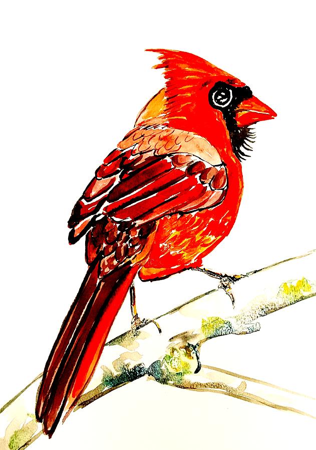 Red Bird #3 Painting by Hae Kim