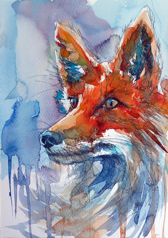 Red fox #18 Painting by Kovacs Anna Brigitta