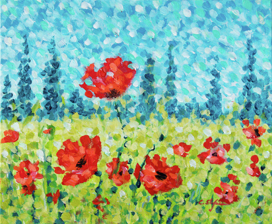 Red Poppies #3 Painting by Cristina Stefan