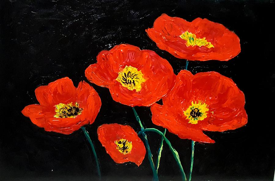 Red poppies  #3 Painting by Hae Kim