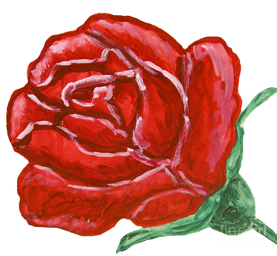 Red rose, painting #3 Painting by Irina Afonskaya