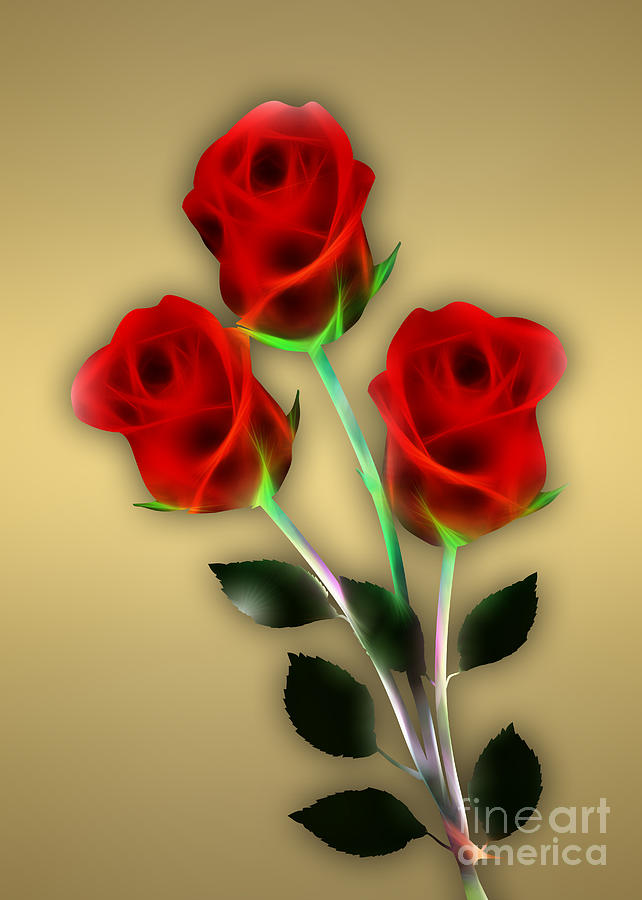 Flower Mixed Media - Red Roses Collection #3 by Marvin Blaine