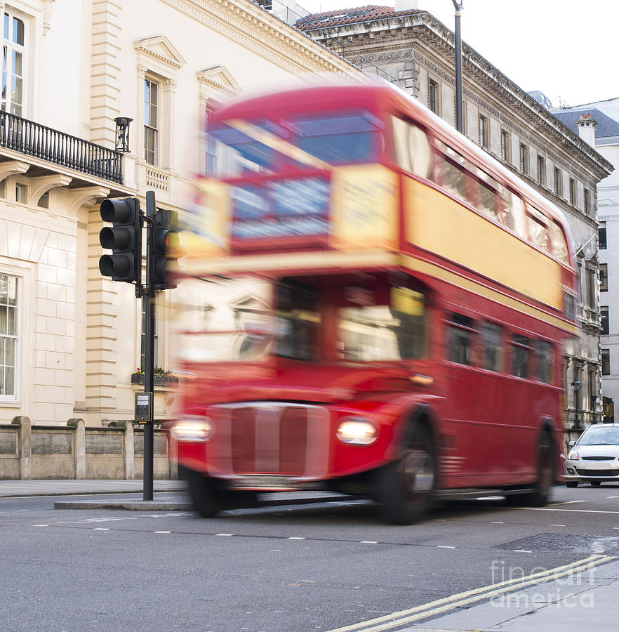 London Photograph - Red vintage bus in London.  #3 by Deyan Georgiev