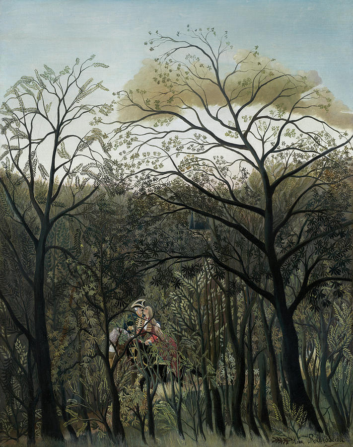 Rendezvous in the Forest #5 Painting by Henri Rousseau