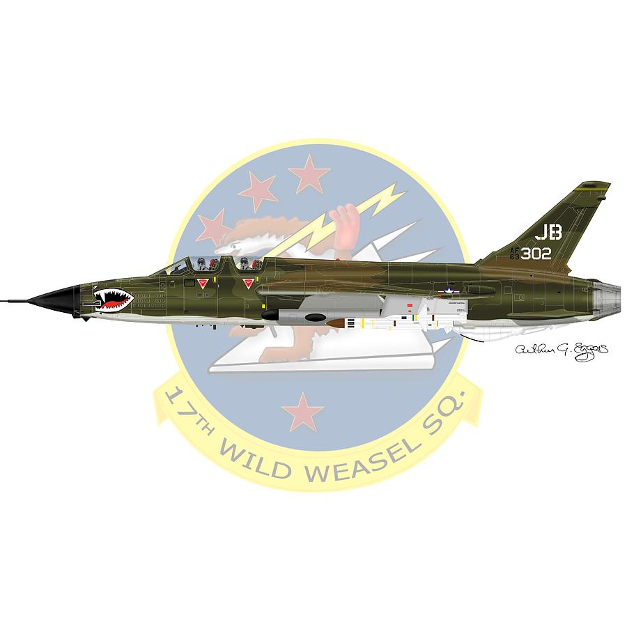 Republic F-105G Wild Weasel 17WW Digital Art by Arthur Eggers