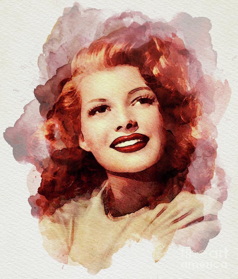 Hollywood Painting - Rita Hayworth, Vintage Actress #3 by Esoterica Art Agency