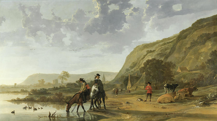River Landscape with Riders #3 Photograph by Aelbert Cuyp