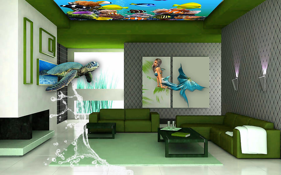 Rooftop Saltwater Fish Tank Art #3 Mixed Media by Marvin Blaine