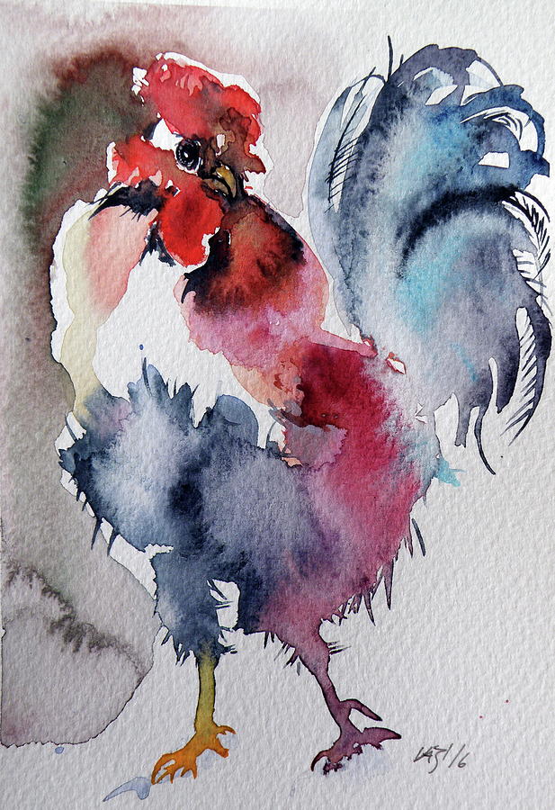 Rooster #3 Painting by Kovacs Anna Brigitta