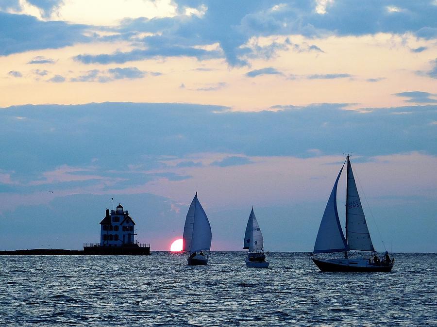 3 Sail At Sunset Lake Erie Photograph