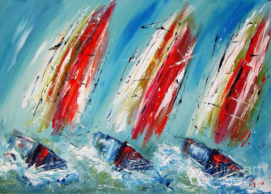 seascape paintings Keep the wind  at your back  Painting by Mary Cahalan Lee - aka PIXI