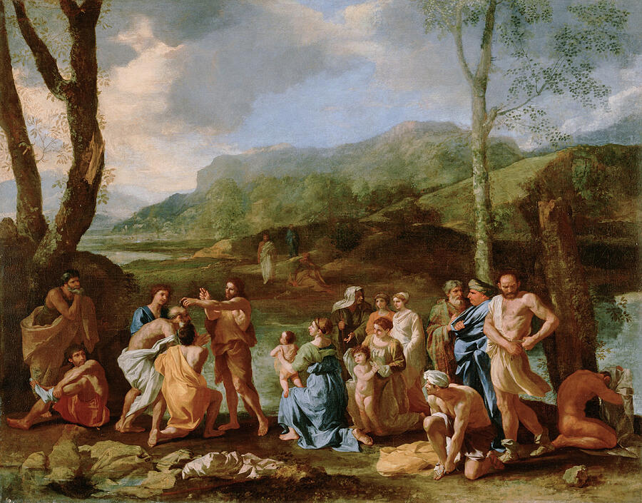 Saint John Baptizing in the River Jordan, from 1630s Painting by Nicolas Poussin