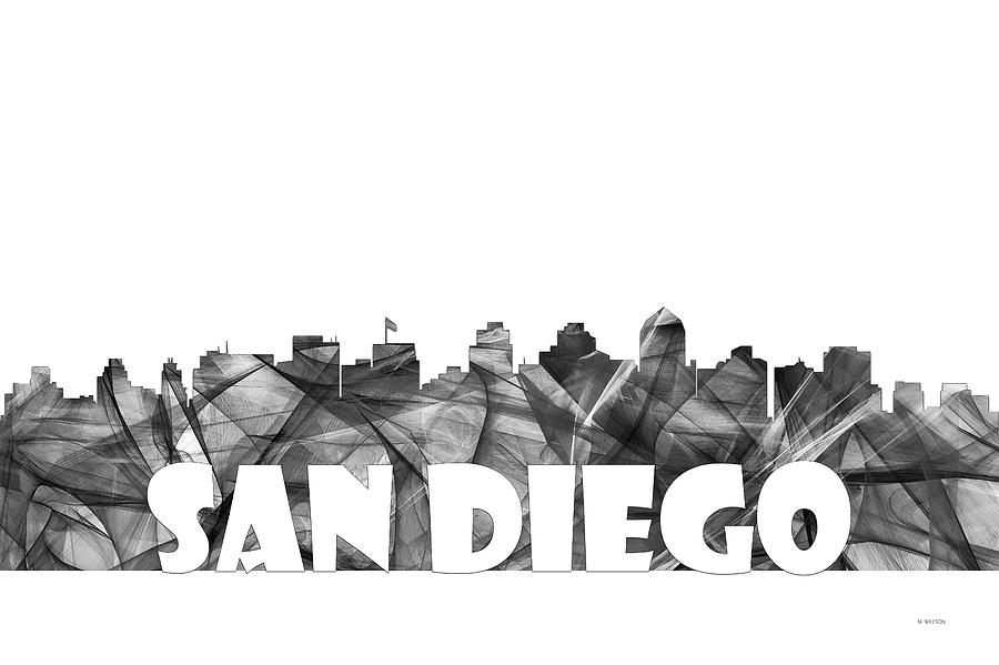 San Diego Digital Art - San Diego California Skyline #3 by Marlene Watson