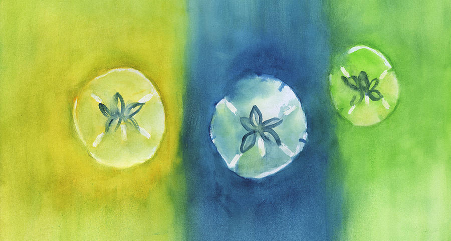 3 Sand Dollars Painting by Frank Bright
