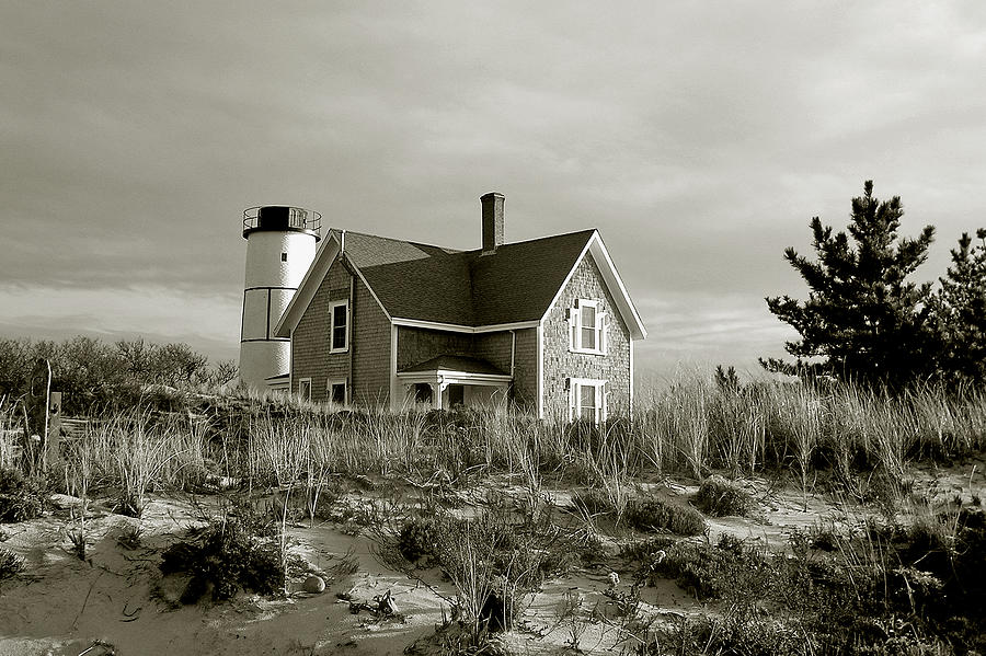 Black And White Photograph - Sandy Neck Lighthouse #4 by Charles Harden