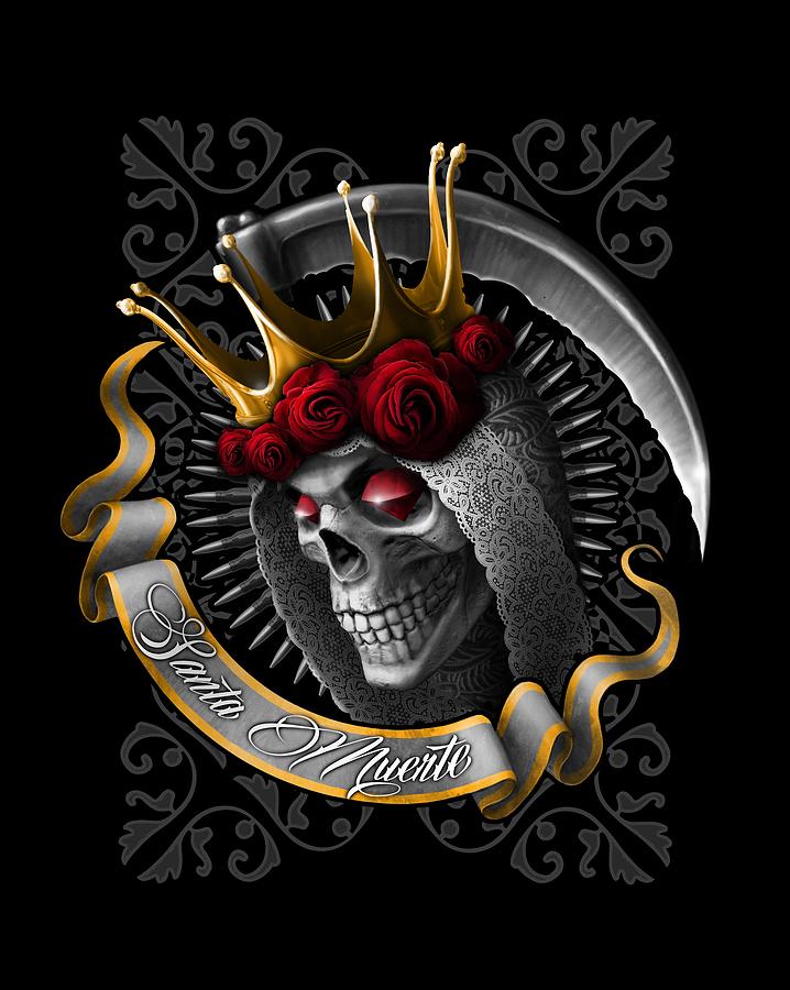 Skull Digital Art - Santa Muerte #3 by Syvorov Ilia