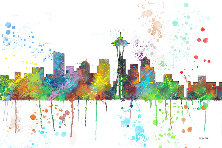 Seattle Washington Skyline #3 Digital Art by Marlene Watson