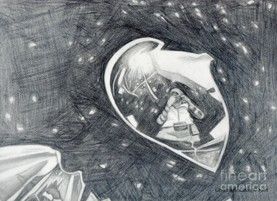 Self-Portrait In Glass #3 Drawing by Genevieve Esson
