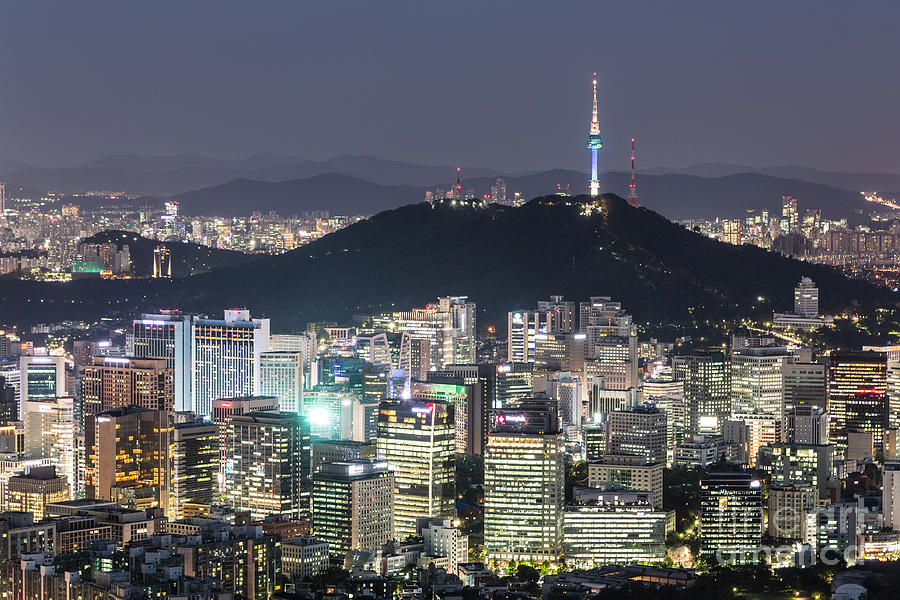 Seoul skyline at night #3 Photograph by Didier Marti