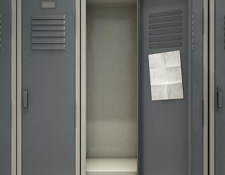 School Locker Digital Art - Shool Locker With Blank Note #3 by Allan Swart