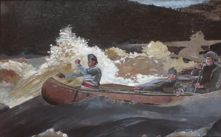 Shooting the Rapids Saguenay River #3 Painting by Winslow Homer