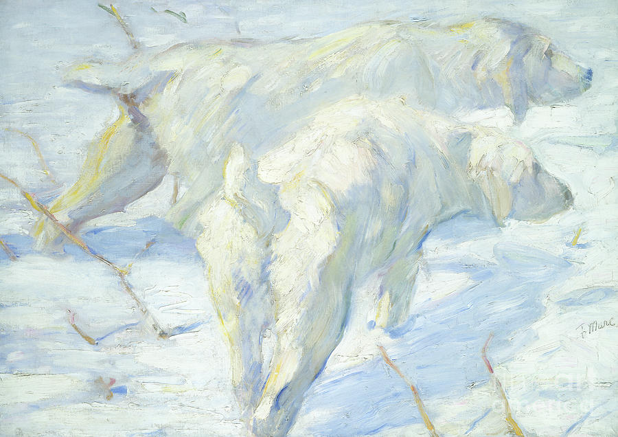 Siberian Dogs in the Snow Painting by Franz Marc