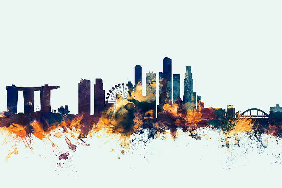 Singapore Skyline #3 Digital Art by Michael Tompsett