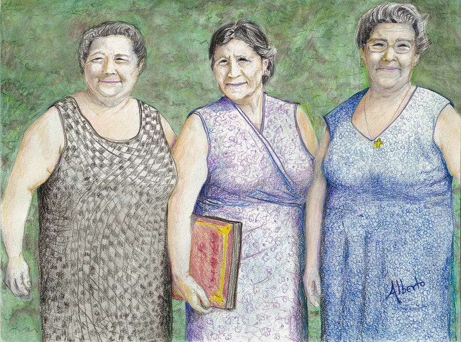 3 Sisters Drawing by Albert Puskaric