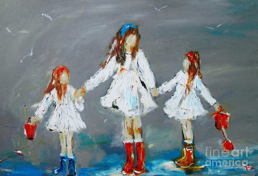 3 Sisters Fun At The Beach - See Www.pixi-art.com  Painting by Mary Cahalan Lee - aka PIXI