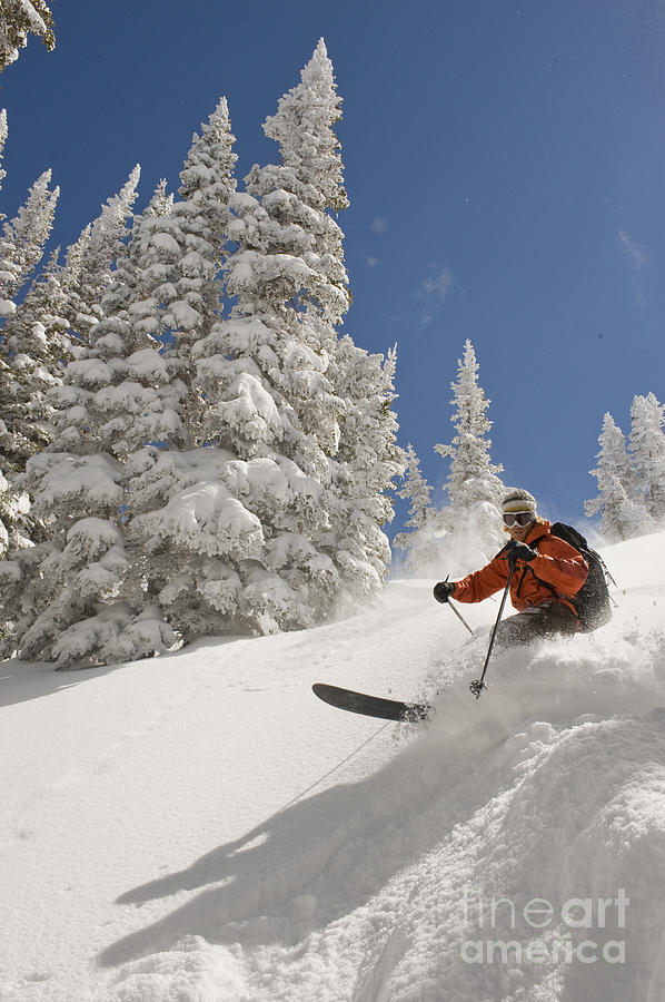 Skier In Wasatch Mountains, Utah #3 Photograph by Howie Garber