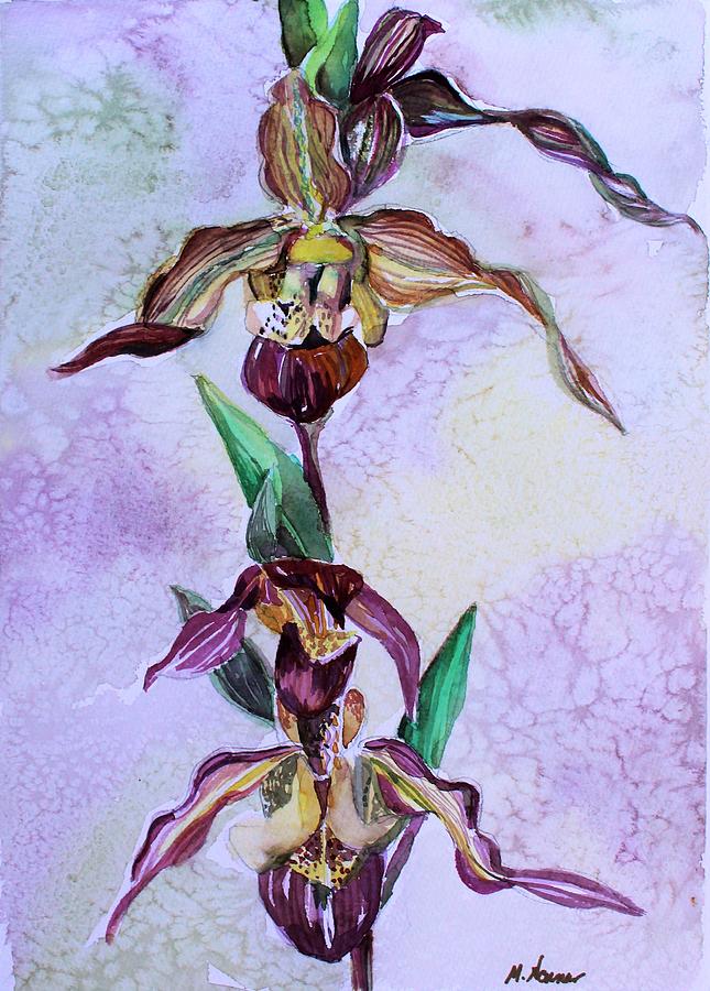 Slipper Foot Orchid #4 Painting by Mindy Newman