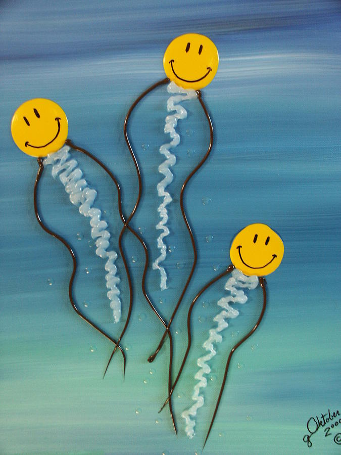 Jellyfish Painting - 3 Smiles by G Oktober