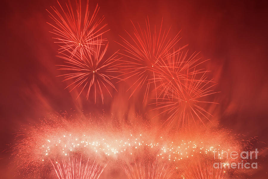 Spectacular fireworks show light up the sky. New year celebration. #3 Photograph by Michal Bednarek