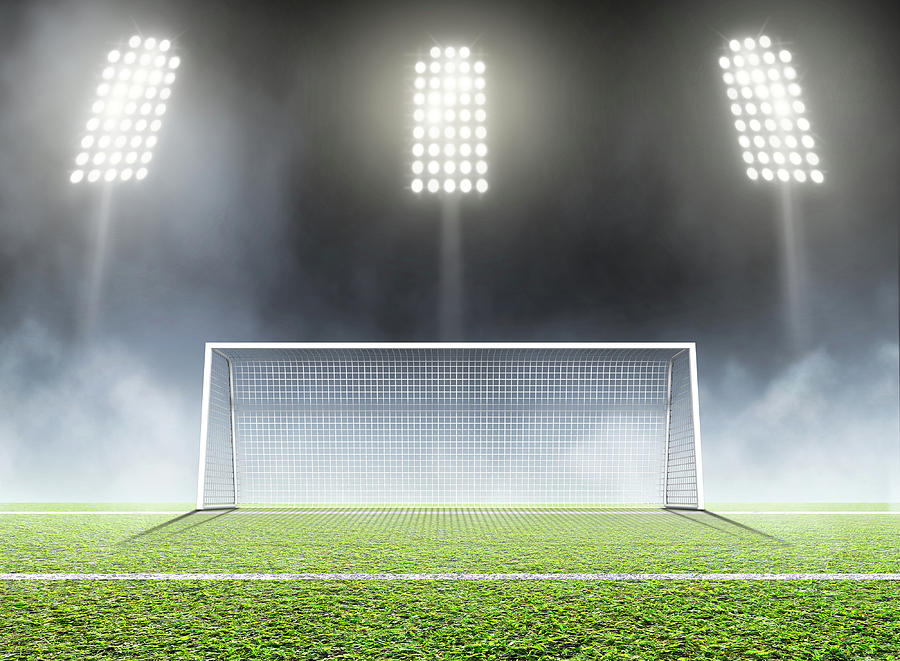 Sports Stadium And Soccer Goals Digital Art By Allan Swart