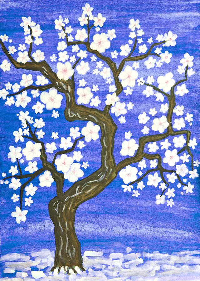 Spring tree in blossom, painting #3 Painting by Irina Afonskaya
