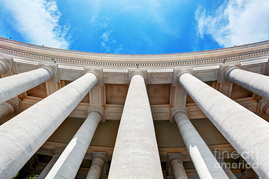 St. Peters Basilica colonnades columns in Vatican City #3 Photograph by Michal Bednarek
