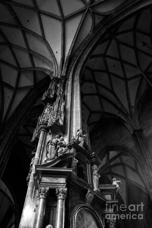 St Stephens Cathedral Vienna in Black and White #3 Photograph by Angela Rath