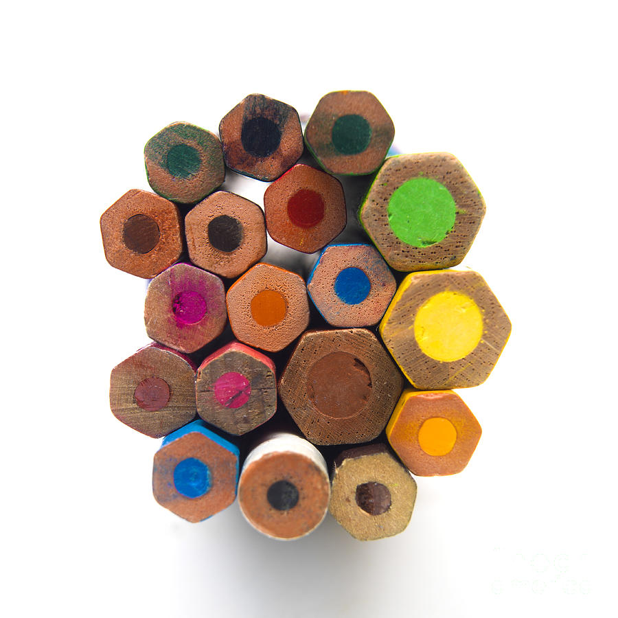 Crayon Photograph - Stack Of Colored Pencils #5 by Bernard Jaubert