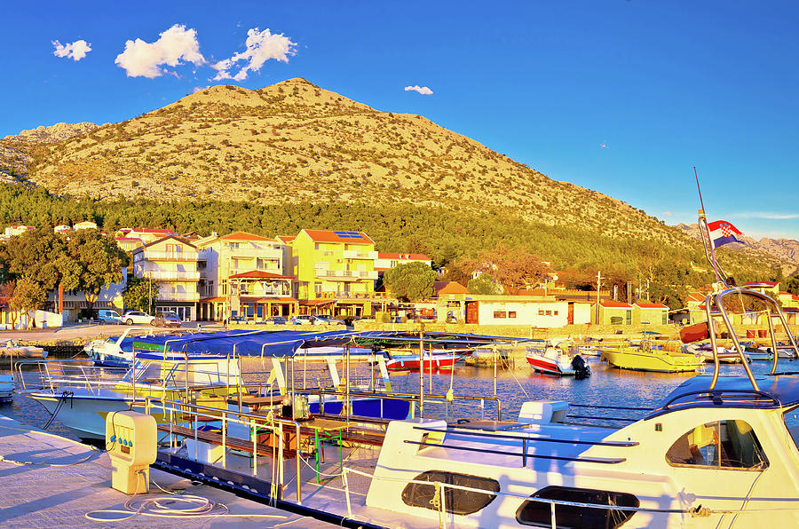 Starigrad Paklenica waterfront at sundown panoramic view #3 Photograph by Brch Photography