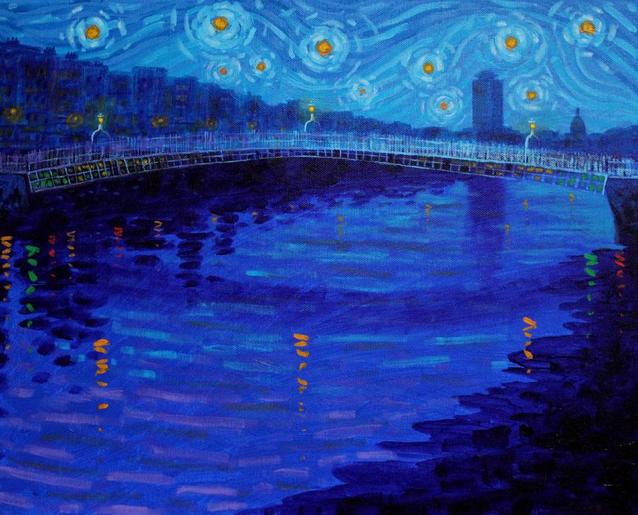 Starry Night In Dublin #2 Painting by John  Nolan