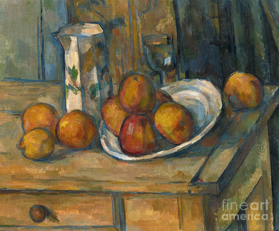 Still Life with Milk Jug and Fruit Painting by Paul Cezanne