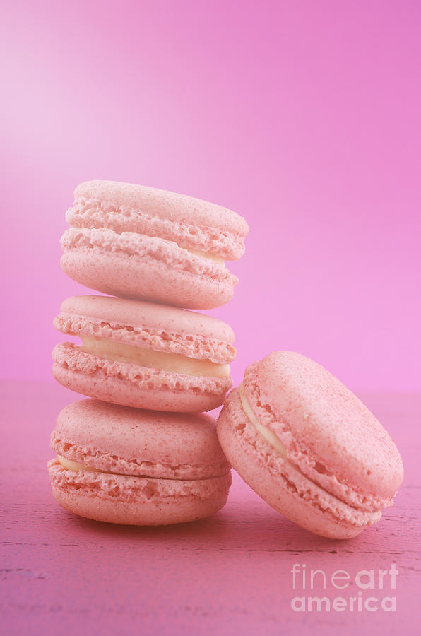Strawberry flavor macaroons  #3 Photograph by Milleflore Images