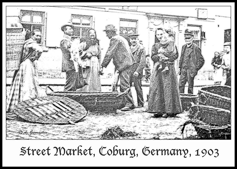 Street Market, Coburg, Germany, 1903, Vintage Photograph #3 Photograph by A Macarthur Gurmankin