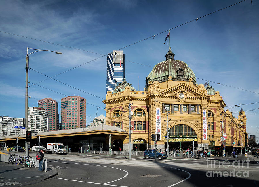 Street Scene Outside Flinders Street Station In Central Melbourn #3 Photograph by JM Travel Photography