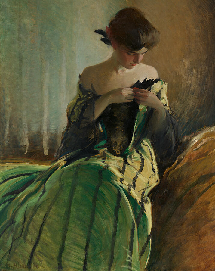 Study in Black and Green, by 1915 Painting by John White Alexander Study in Black and Green, by 1915 Painting by John White Alexander