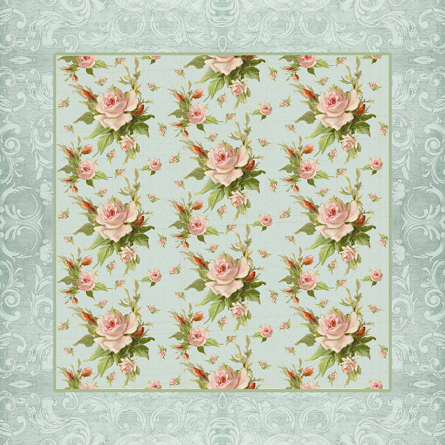 Summer at Cape May - Aged Modern Roses Pattern #3 Painting by Audrey Jeanne Roberts