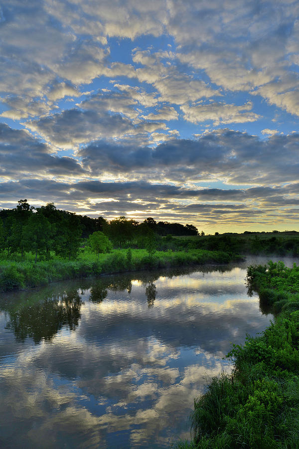 Sunrise Clouds Reflected in Nippersink Creek #3 Photograph by Ray Mathis